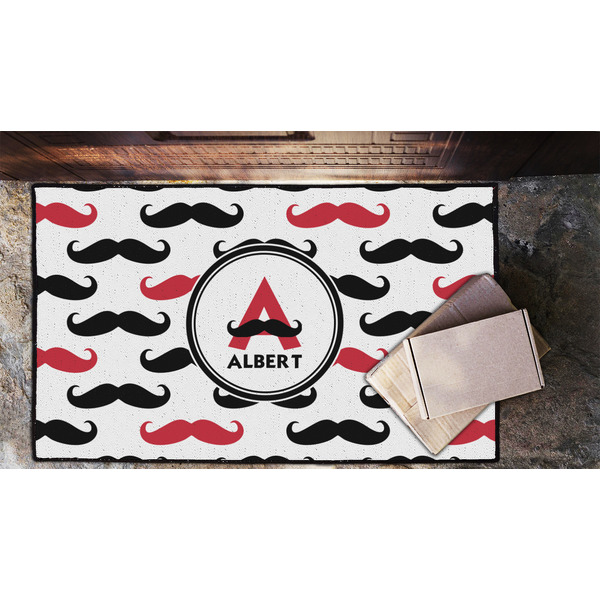 Mustache Print Door Mat - LIFESTYLE (Lrg)