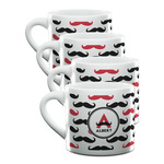 Mustache Print Double Shot Espresso Cups - Set of 4 (Personalized)