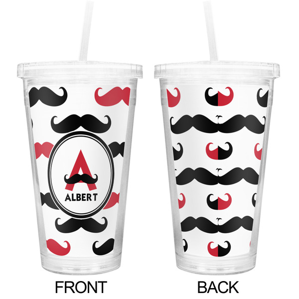 Mustache Print Double Wall Tumbler with Straw - Approval
