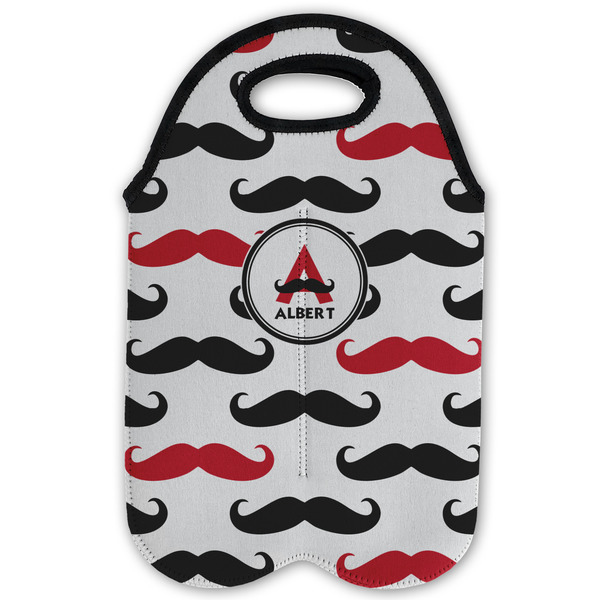 Mustache Print Double Wine Tote - Flat (new)
