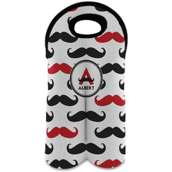 Mustache Print Wine Tote Bag (2 Bottles) (Personalized)