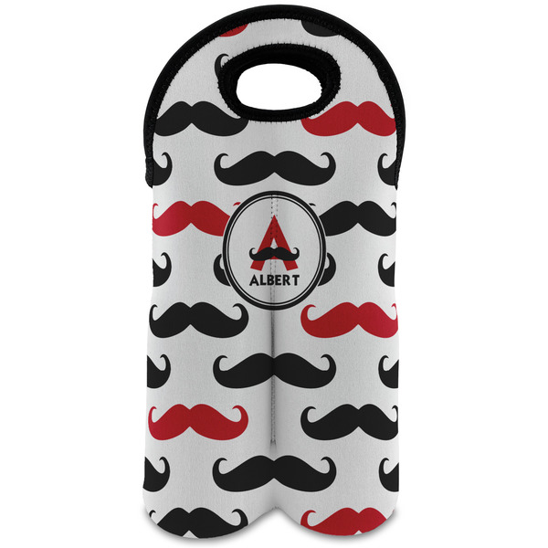 Custom Mustache Print Wine Tote Bag (2 Bottles) (Personalized)