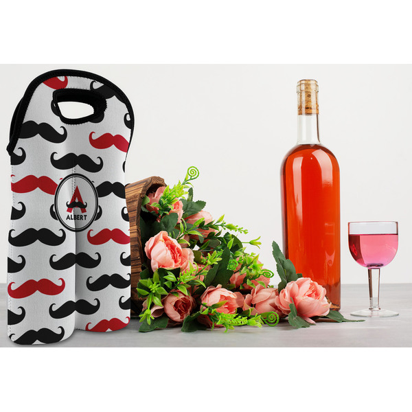 Mustache Print Double Wine Tote - LIFESTYLE (new)