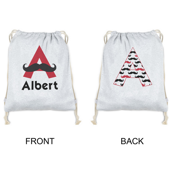 Mustache Print Drawstring Backpacks - Sweatshirt Fleece - Double Sided - APPROVAL