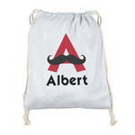 Mustache Print Drawstring Backpack - Sweatshirt Fleece - Double Sided (Personalized)