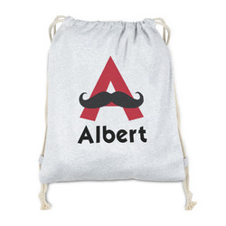 Mustache Print Drawstring Backpack - Sweatshirt Fleece - Double Sided (Personalized)