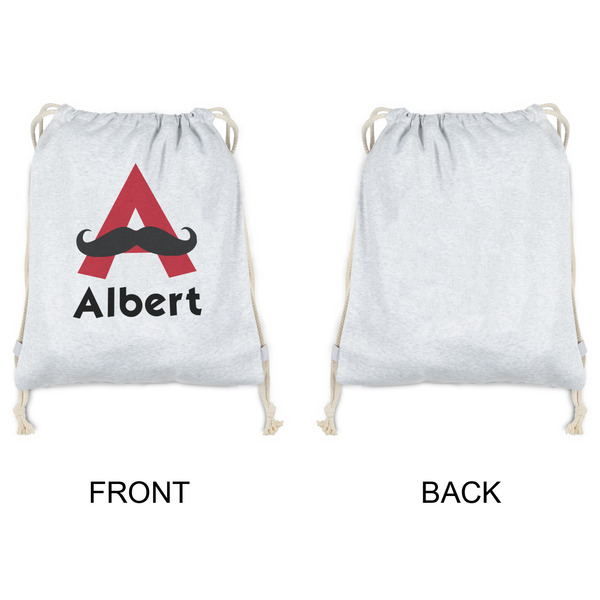 Mustache Print Drawstring Backpacks - Sweatshirt Fleece - Single Sided - APPROVAL