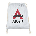 Mustache Print Drawstring Backpack - Sweatshirt Fleece (Personalized)