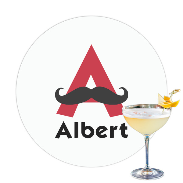Custom Mustache Print Printed Drink Topper - 3.25" (Personalized)