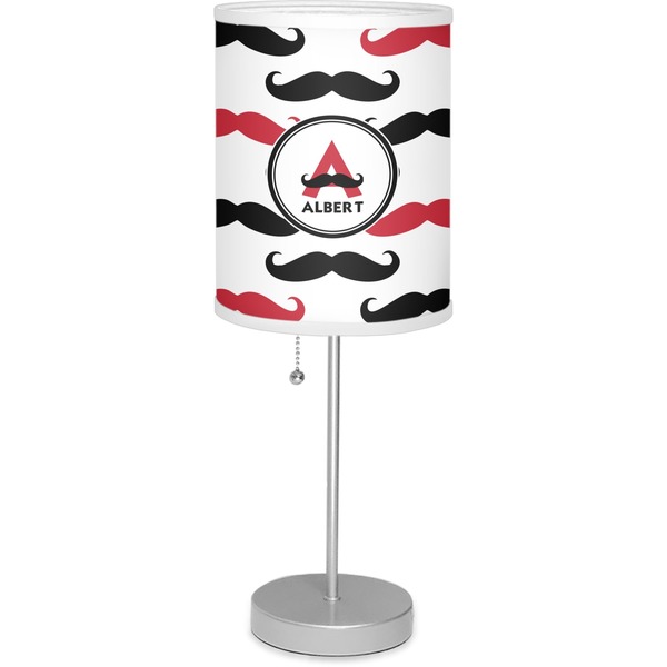 Custom Mustache Print 7" Drum Lamp with Shade Linen (Personalized)
