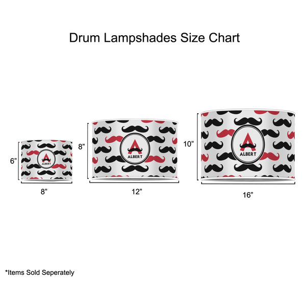 Mustache Print Drum Lampshades - Sizing Chart