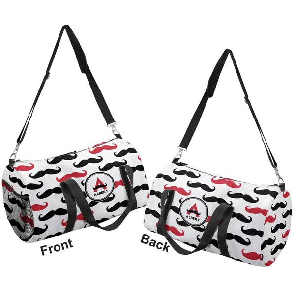 Mustache Print Duffle bag small front and back sides