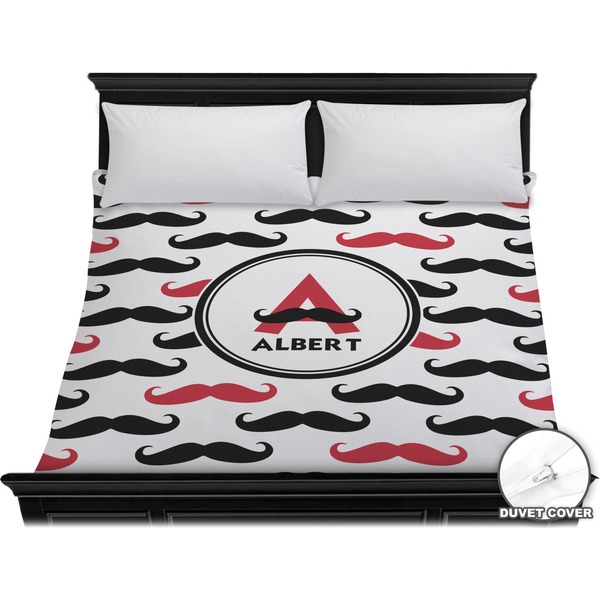 Custom Mustache Print Duvet Cover - King (Personalized)