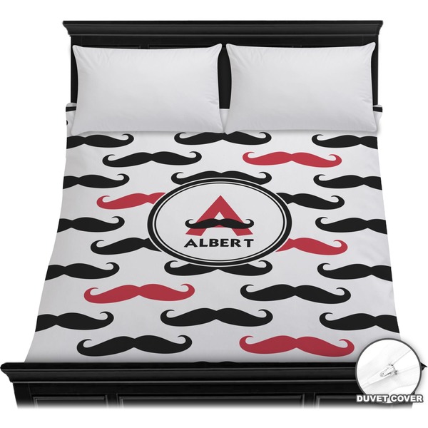 Custom Mustache Print Duvet Cover - Full / Queen (Personalized)