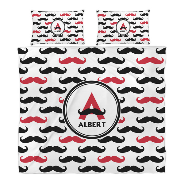 Mustache Print Duvet Cover Set - King - Alt Approval