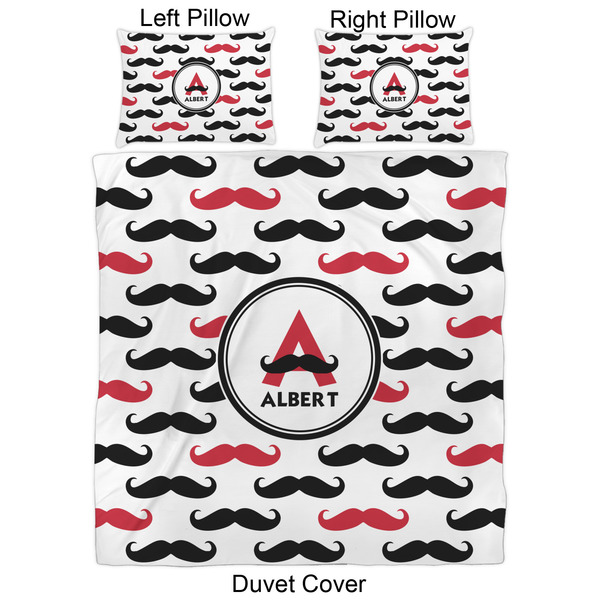 Mustache Print Duvet Cover Set - Queen - Approval