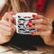 Mustache Print Espresso Cup - 6oz (Double Shot) LIFESTYLE (Woman hands cropped)
