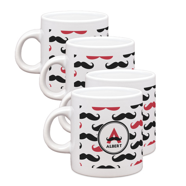 Custom Mustache Print Single Shot Espresso Cups - Set of 4 (Personalized)