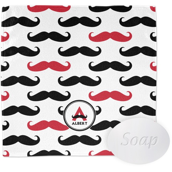 Mustache Print Wash Cloth with soap