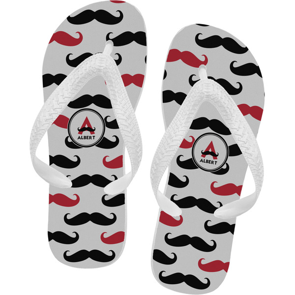 Custom Mustache Print Flip Flops - XSmall (Personalized)