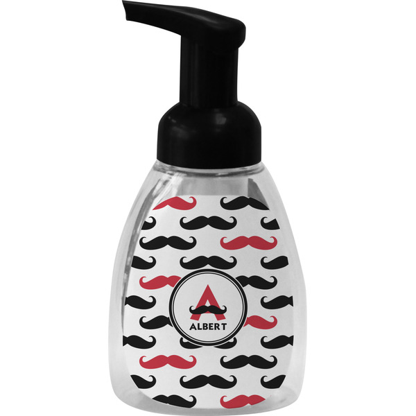 Custom Mustache Print Foam Soap Bottle - Black (Personalized)