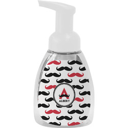 Mustache Print Foam Soap Bottle - White (Personalized)