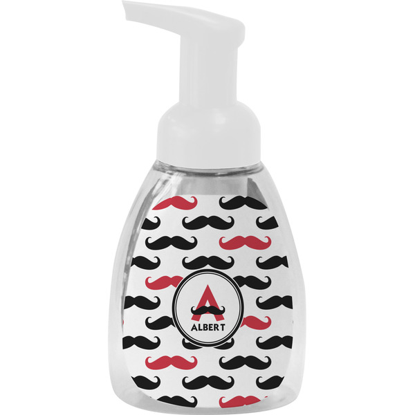 Custom Mustache Print Foam Soap Bottle - White (Personalized)