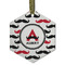Mustache Print Frosted Glass Ornament - Hexagon