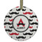 Mustache Print Frosted Glass Ornament - Round