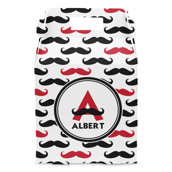 Mustache Print Gable Favor Box - Front