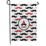 Mustache Print Small Garden Flag - Single Sided w/ Name and Initial