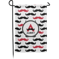 Mustache Print Small Garden Flag - Double Sided w/ Name and Initial