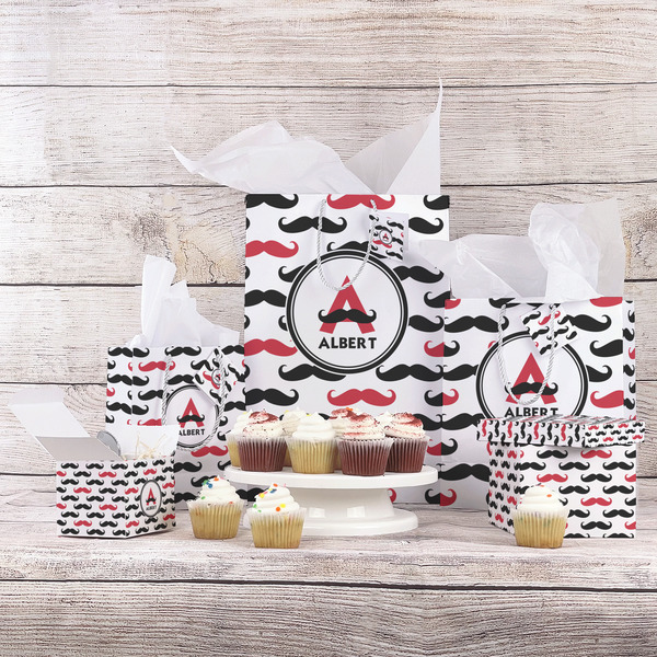 Mustache Print Gift Bags - In Context