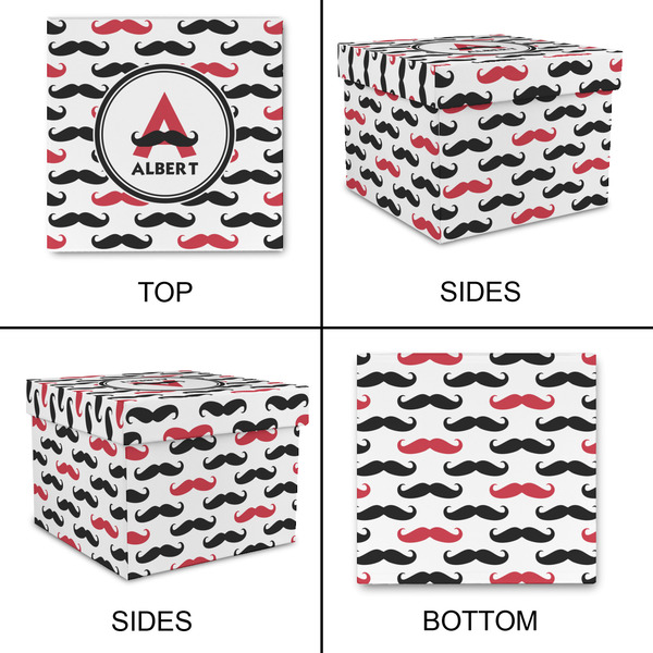 Mustache Print Gift Boxes with Lid - Canvas Wrapped - Large - Approval