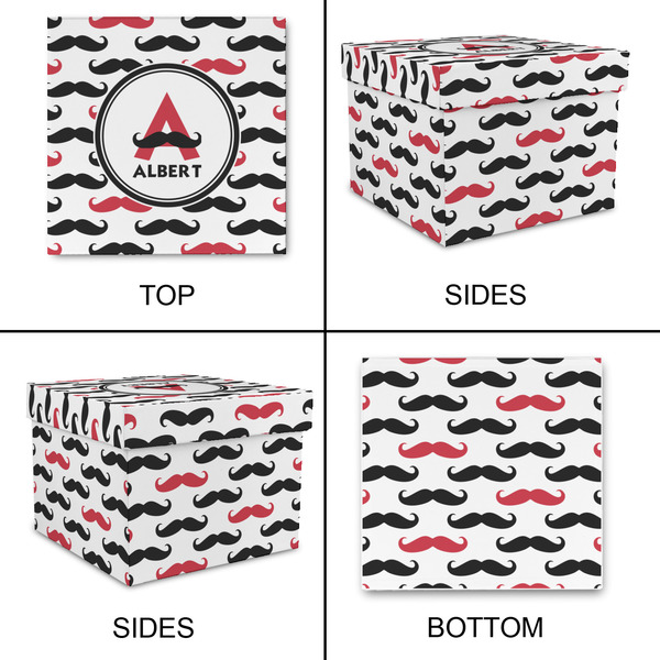 Mustache Print Gift Boxes with Lid - Canvas Wrapped - Medium - Approval
