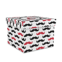 Mustache Print Gift Box with Lid - Canvas Wrapped - Medium (Personalized)
