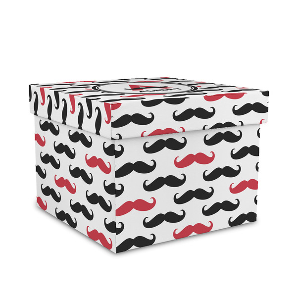 Custom Mustache Print Gift Box with Lid - Canvas Wrapped - Medium (Personalized)