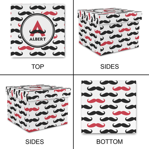 Mustache Print Gift Boxes with Lid - Canvas Wrapped - Small - Approval