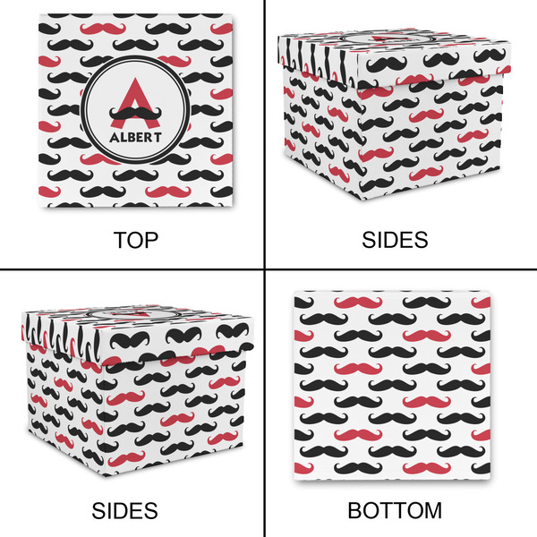 Mustache Print Gift Boxes with Lid - Canvas Wrapped - X-Large - Approval