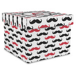 Mustache Print Gift Box with Lid - Canvas Wrapped - X-Large (Personalized)