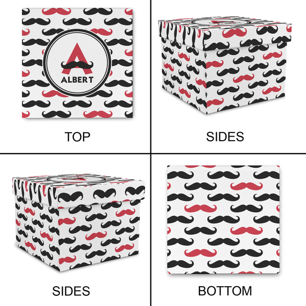 Mustache Print Gift Boxes with Lid - Canvas Wrapped - XX-Large - Approval