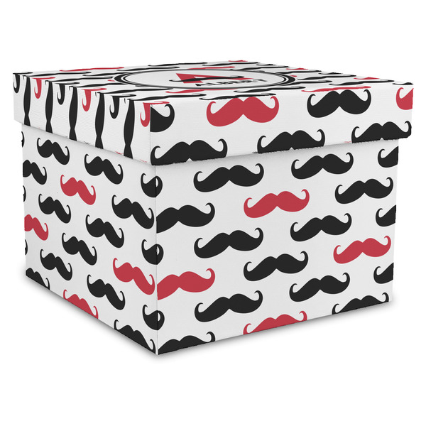 Custom Mustache Print Gift Box with Lid - Canvas Wrapped - XX-Large (Personalized)