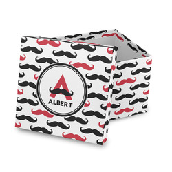 Mustache Print Gift Box with Lid - Canvas Wrapped (Personalized)