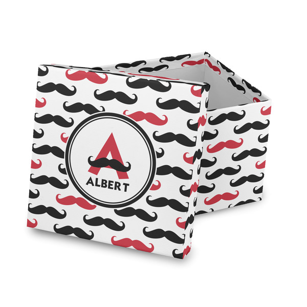 Custom Mustache Print Gift Box with Lid - Canvas Wrapped (Personalized)