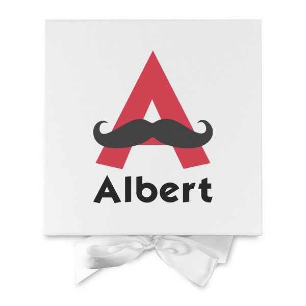 Mustache Print Gift Boxes with Magnetic Lid - White - Approval