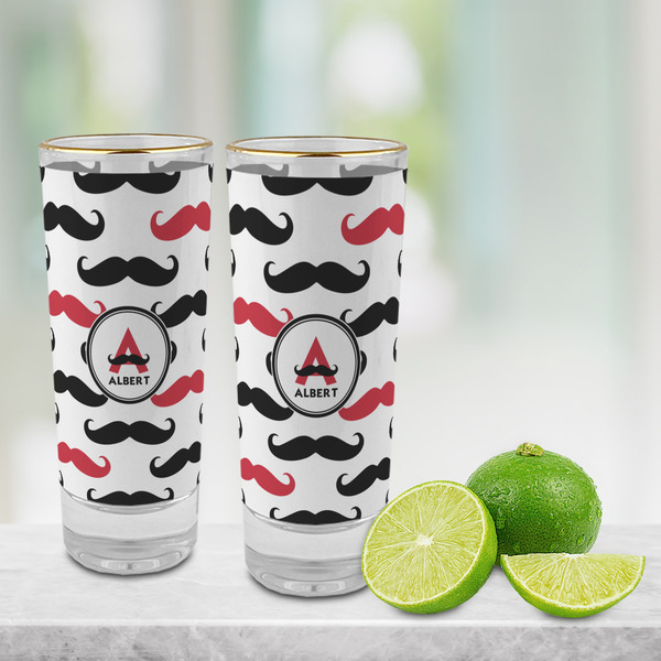 Mustache Print Glass Shot Glass - 2 oz - LIFESTYLE