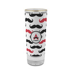 Mustache Print 2 oz Shot Glass -  Glass with Gold Rim - Set of 4 (Personalized)