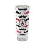 Mustache Print 2 oz Shot Glass -  Glass with Gold Rim - Single (Personalized)