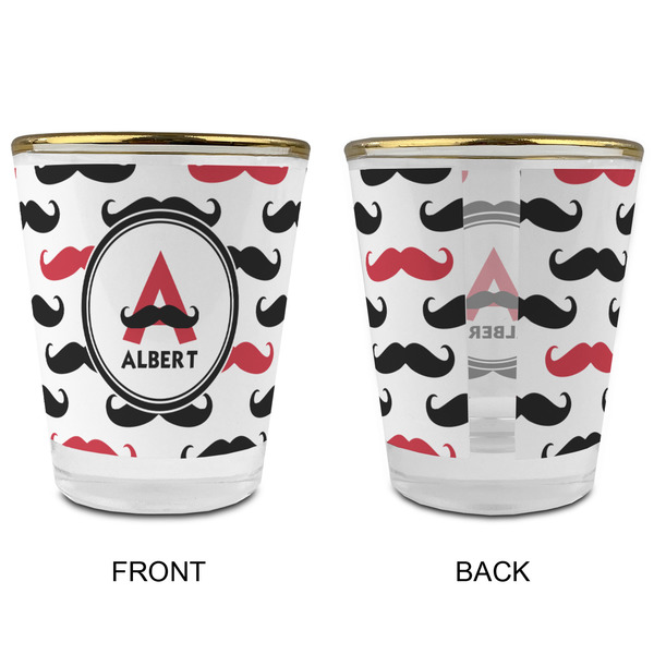 Mustache Print Glass Shot Glass - with gold rim - APPROVAL
