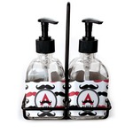 Mustache Print Glass Soap & Lotion Bottle Set (Personalized)